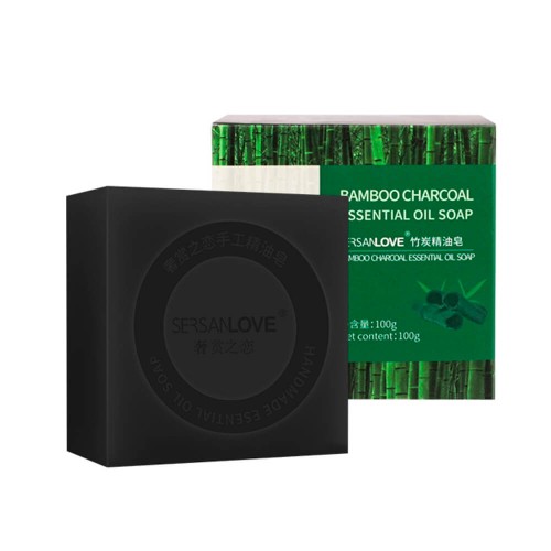 Мыло ручной работы SERSANLOVE Bamboo Charcoal Essential Oil Soap с эфирным маслом бамбукового угля 100 гр
