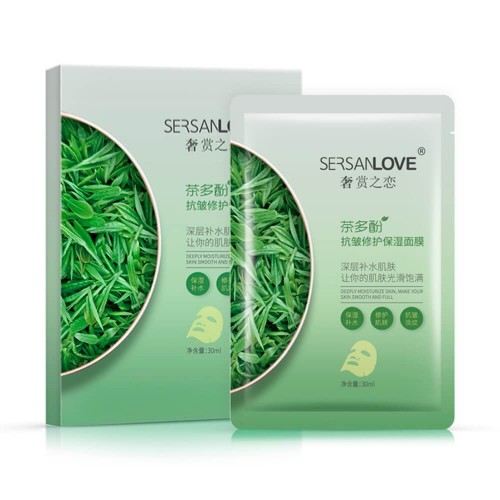 Антивозрастная маска для лица SERSANLOVE Tea Polyphenols Anti Wrinkle Mask с полифенолами зеленого чая (в упаковке 6 шт)